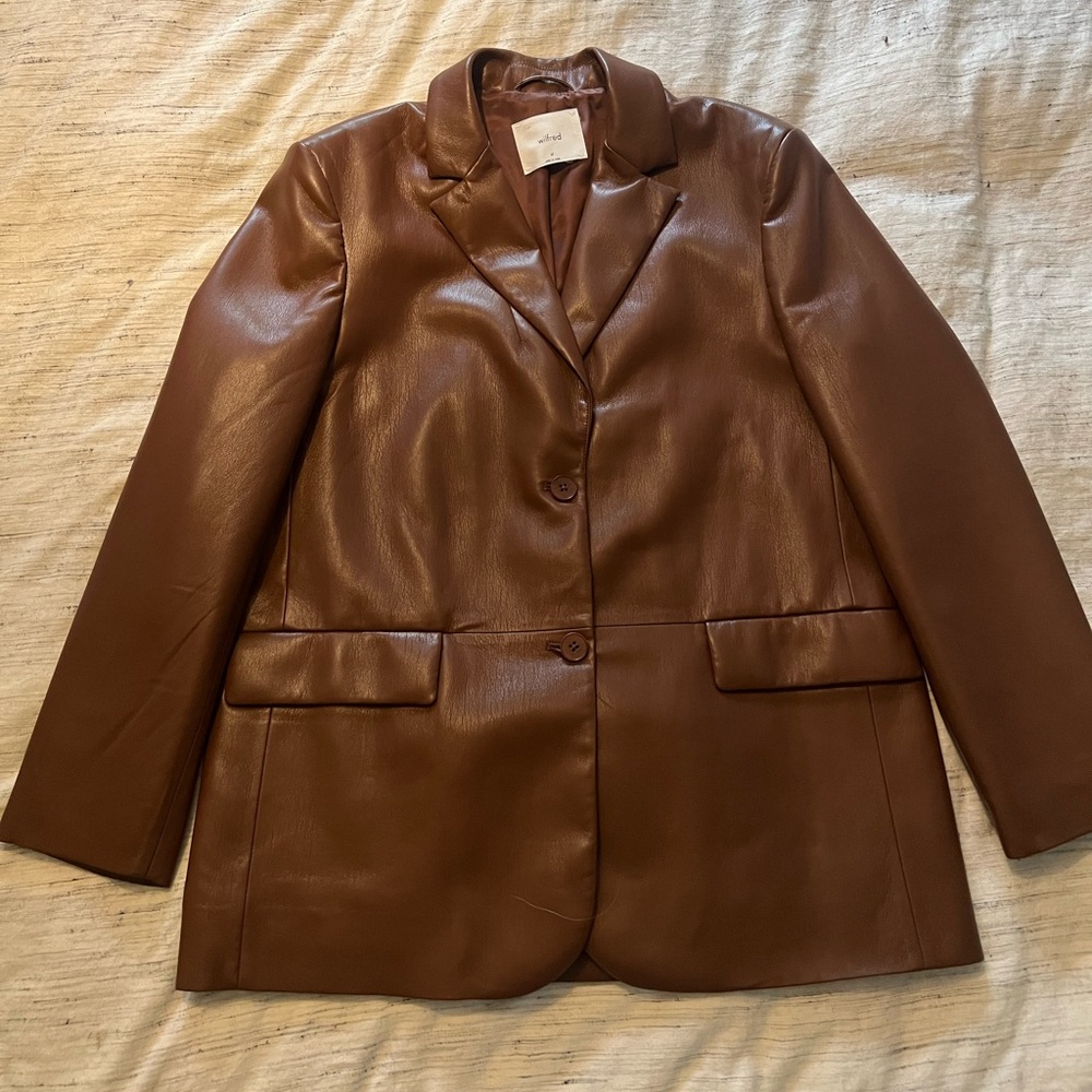 Wilfred Memories faux leather blazer, cognac brown
